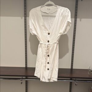 Pink Lily White Button-Down Mini Dress